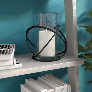 Nana Glass/Metal Dark Bronze Tabletop Hurricane Candle Holder